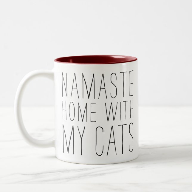 Namaste hem med min kattmugg Två-Tonad mugg (Vänster)