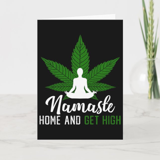 Namaste Hem Och Få Hög Stenad Yoga  Kort (Framsida)