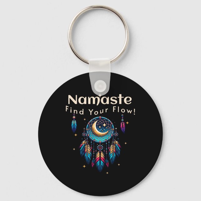 Namaste Hitta Din Flöde Halvmåne Drömfångare  Nyckelring (Framsida)