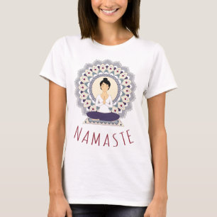 Namaste i lotusblomma poserar - T-tröja för den T Shirt
