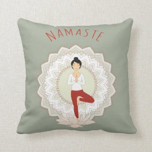 Namaste i träd poserar - Yoga Asana kudder Kudde