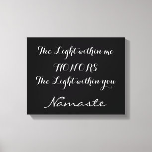 Namaste inspirationslyvit svartvit typografi canvastryck