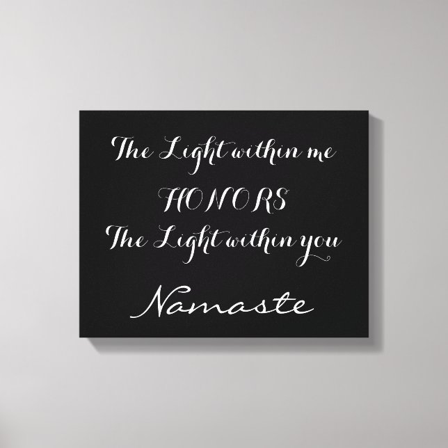 Namaste inspirationslyvit svartvit typografi canvastryck (Framsida)