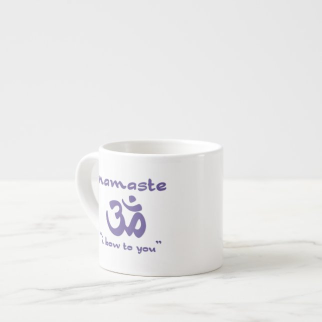 Namaste - jag böjer mig för dig (i lila) espressomugg (Framsida vänster)