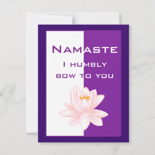 Namaste - jag böjer mig ödmjukt för dig (lila) inbjudningar