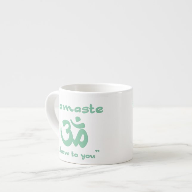 Namaste - jag bugar för dig (i grönt) espressomugg (Framsida vänster)