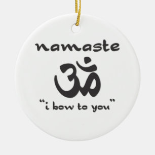 Namaste - jag bugar för dig (svart) julgransprydnad keramik