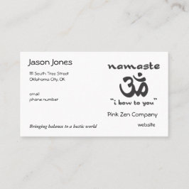 Namaste - jag bugar för dig (svart) visitkort