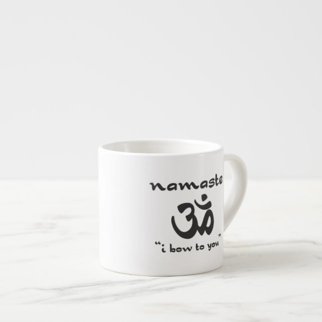 Namaste - jag bugar till dig (i svart) espressomugg (Framsida höger)