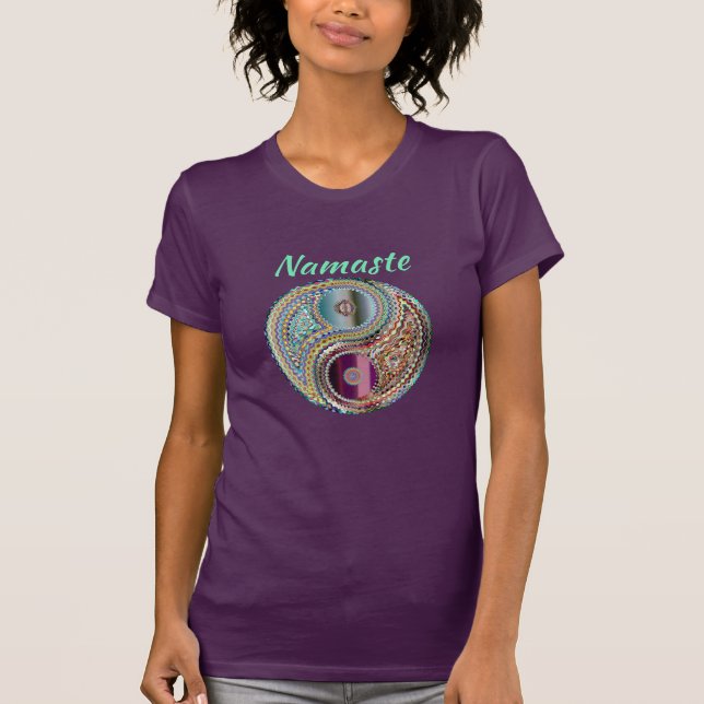 Namaste Jewel-Toned Yin and Yang T Shirt (Framsida)