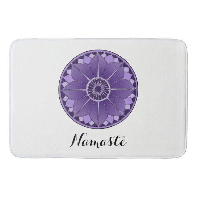 NAMASTE Lila Flower Andlig Lotus Mandala Badrumsmatta (Framsidan)