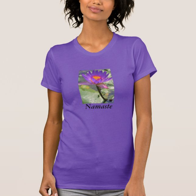 Namaste Lila Lotus Blommar T-shirt (Framsida)