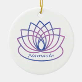 Namaste Lila och Rosa Lotus Flower Julgransprydnad Keramik