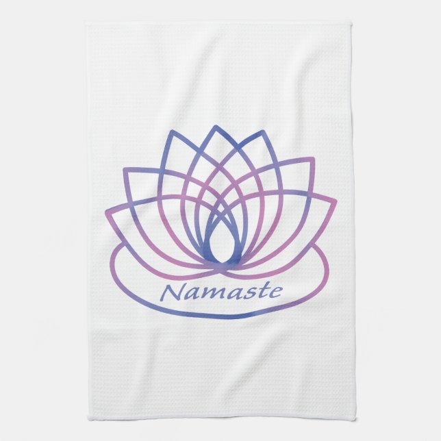 Namaste Lila och Rosa Lotus Flower Kökshandduk (Vertikal)