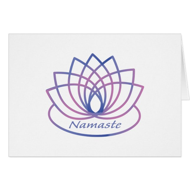 Namaste Lila och Rosa Lotus Flower OBS Kort (Framsidan Horizontal)