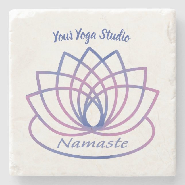 Namaste Lila och Rosa Lotus Flower Stenunderlägg (Framsidan)