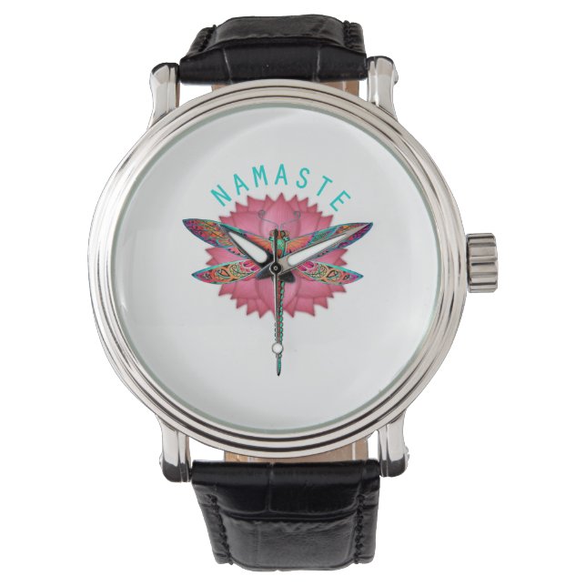 Namaste Lotus Dragonfly Yoga Armbandsur (Framsida)