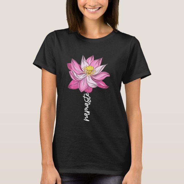 Namaste Lotus Flower Andlig Yoga Meditation T Shirt (Framsida)