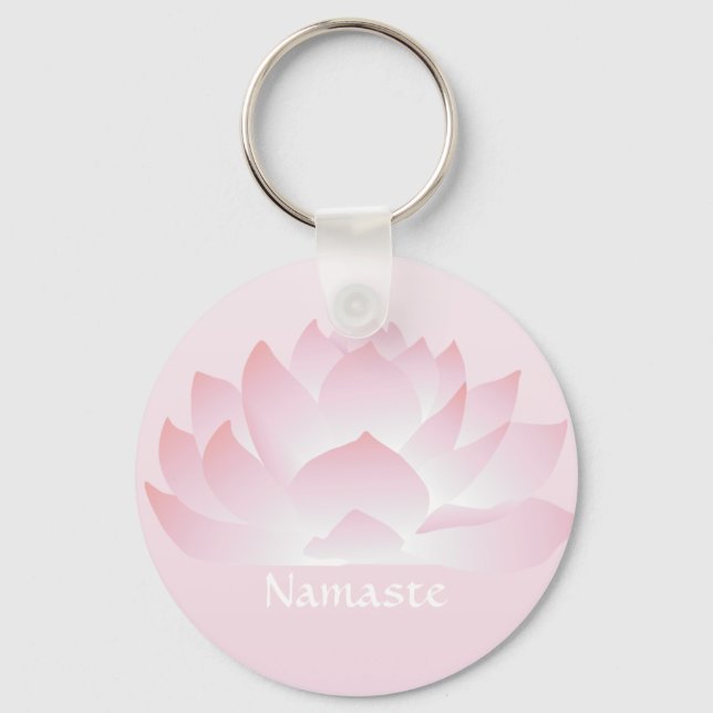 Namaste Lotus Flower Rosa Keychain Nyckelring (Framsida)