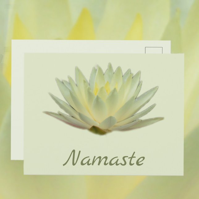 Namaste Lotus Näckros Gul Grön Blomma Vykort (Skapare uppladdad)