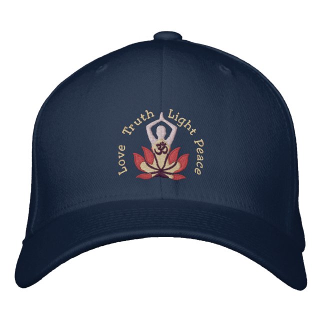 Namaste Lotus om Yoga Pose Embroized Broderad Keps (Framsida)
