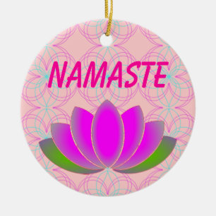 Namaste lotusblommaprydnad julgransprydnad keramik
