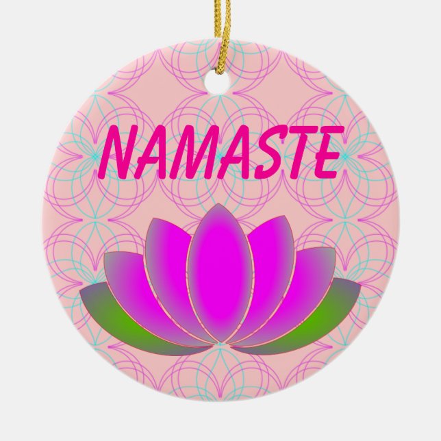 Namaste lotusblommaprydnad julgransprydnad keramik (Framsidan)