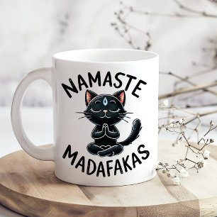 "Namaste Madafakas" Funny Cat Lovers Kaffemugg