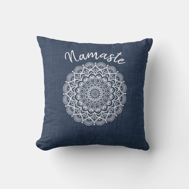 Namaste Mandala Navy Blue Modern Kudde (Framsida)