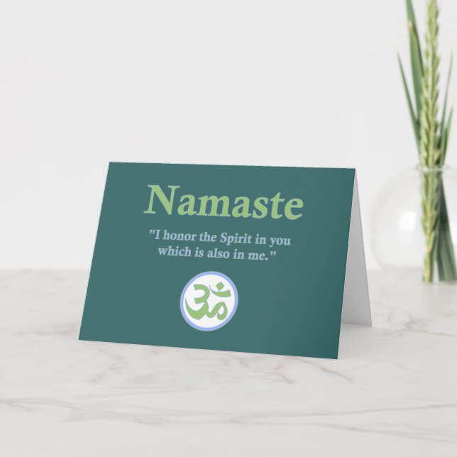 Namaste - med citationstecken och Om-symbol Kort (Framsida)