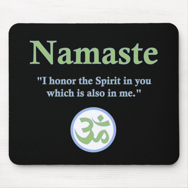 Namaste - med citationstecken och Om-symbol Musmatta (Framsidan)