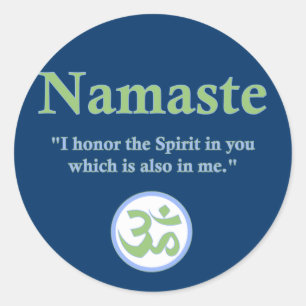 Namaste - med citationstecken och Om-symbol Runt Klistermärke