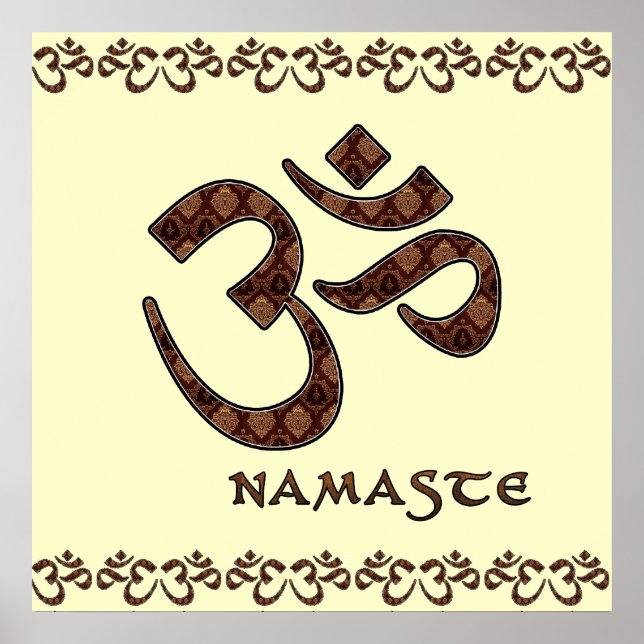 Namaste med Om-symbol Brown och Cream Poster (Framsidan)