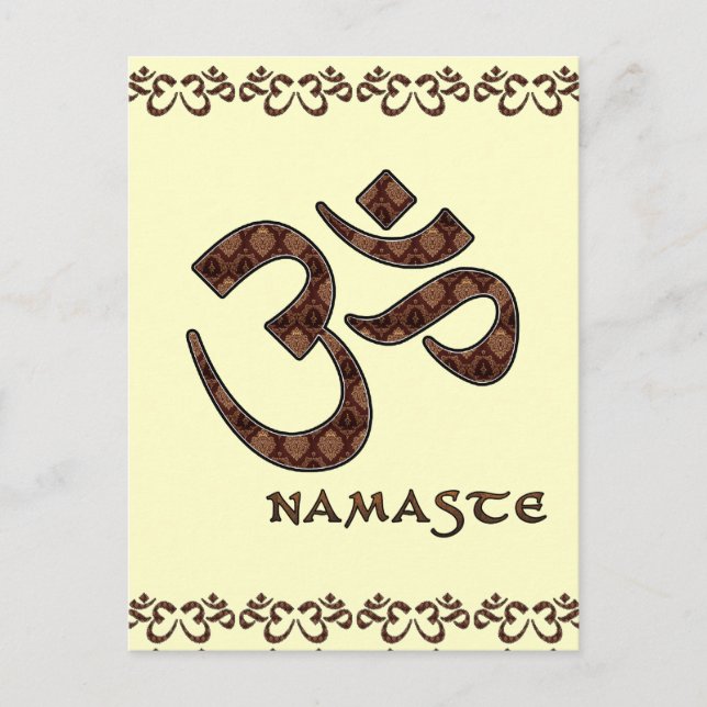 Namaste med Om-symbol Brown och Cream Vykort (Framsida)