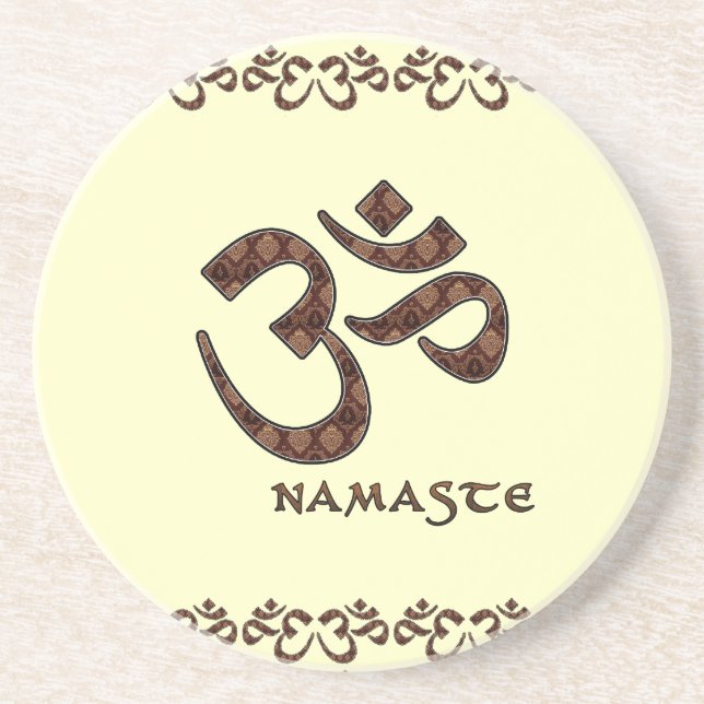 Namaste med Om-symbolbrunt och kräm Underlägg (Framsidan)