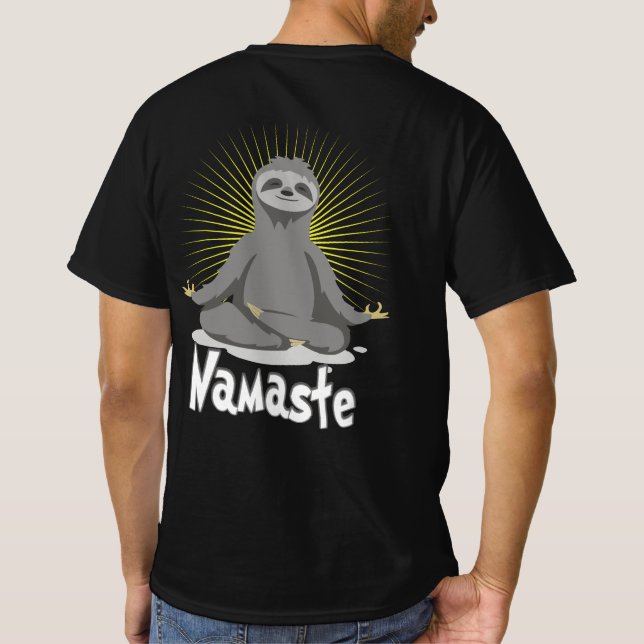 Namaste Meditating Yoga Sloth T Shirt (Baksida)