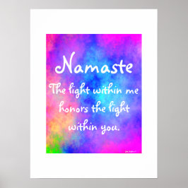 Namaste Meditation Yoga Bright Colorful Watercolor Poster