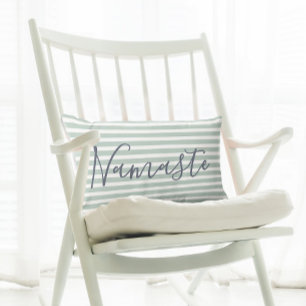 Namaste Meditation Yoga Citat Grönt Mönster Lumbarkudde