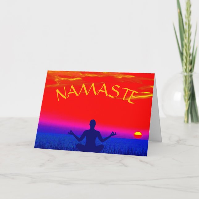 Namaste Mindfulness Meditation och Yoga Zen Sunset Kort (Framsida)