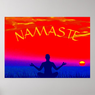Namaste Mindfulness Meditation och Yoga Zen Sunset Poster