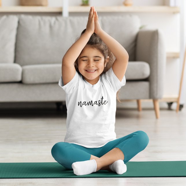 Namaste | Modern Andlig Meditation Kids Yoga T Shirt (Skapare uppladdad)