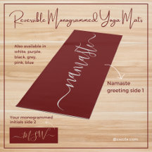 Namaste Monogram Initial Maroon Burgundy Reversibl