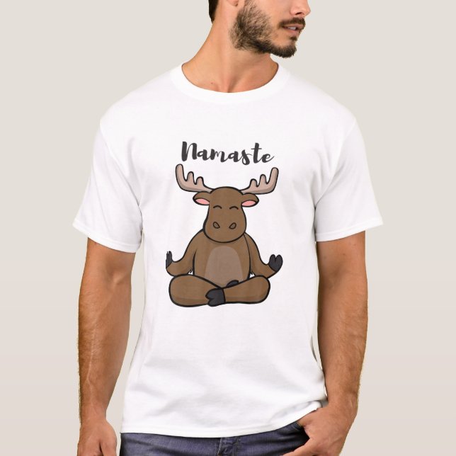 Namaste moose Lotus Yoga Pose för Yoga Teacher T Shirt (Framsida)
