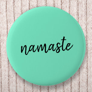 Namaste   Neo Mint Grönt Modern Yoga Andlig Knapp