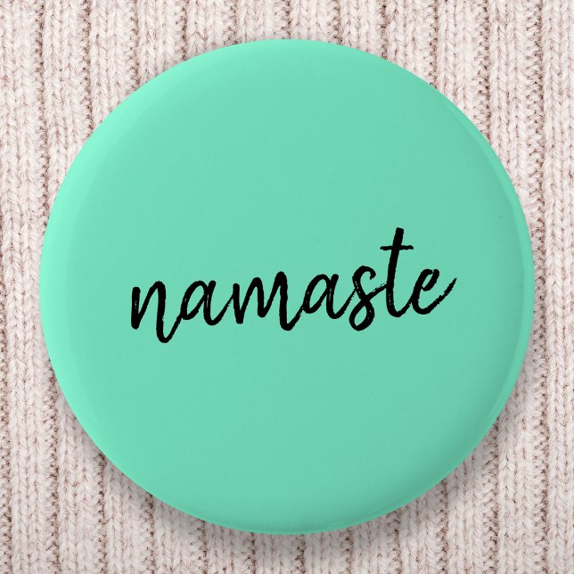 Namaste | Neo Mint Grönt Modern Yoga Andlig Knapp (Skapare uppladdad)