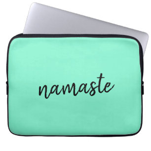Namaste Neo Mint Grönt Modern Yoga Andlig Laptop Fodral