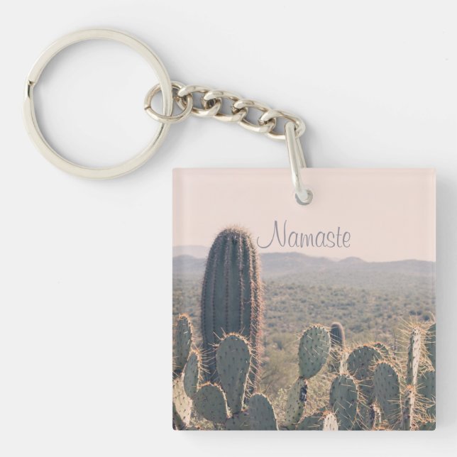 Namaste - nyckelring för akryl för Arizona kaktus (Framsidan)