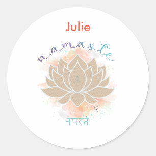 Namaste och Lotus Design Runt Klistermärke