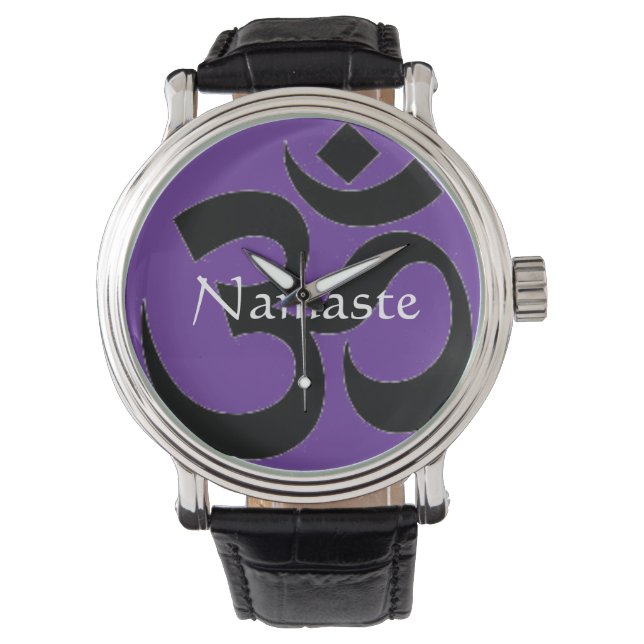 Namaste och om-symbolbevakning armbandsur (Framsida)