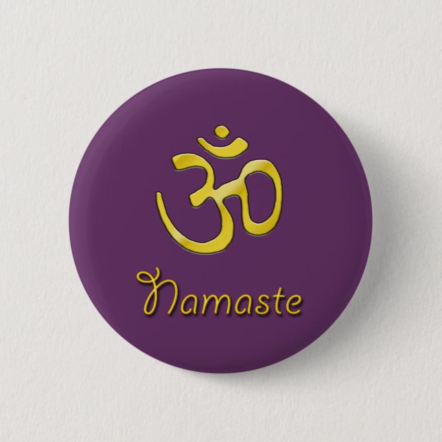 Namaste om Krona chakra/DIY Background Färg Knapp (Framsida)
